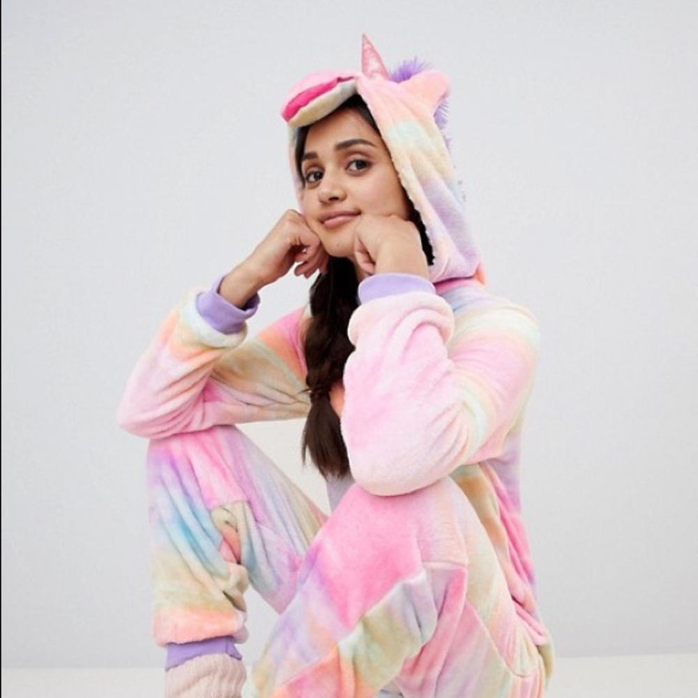 *SOLD* NWOT Asos Loungeable Rainbow Unicorn Onesie - Picture 2 of 6